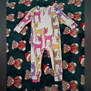Mini Rodini Multicolor Deer Print Kids Footie 12-18 Months